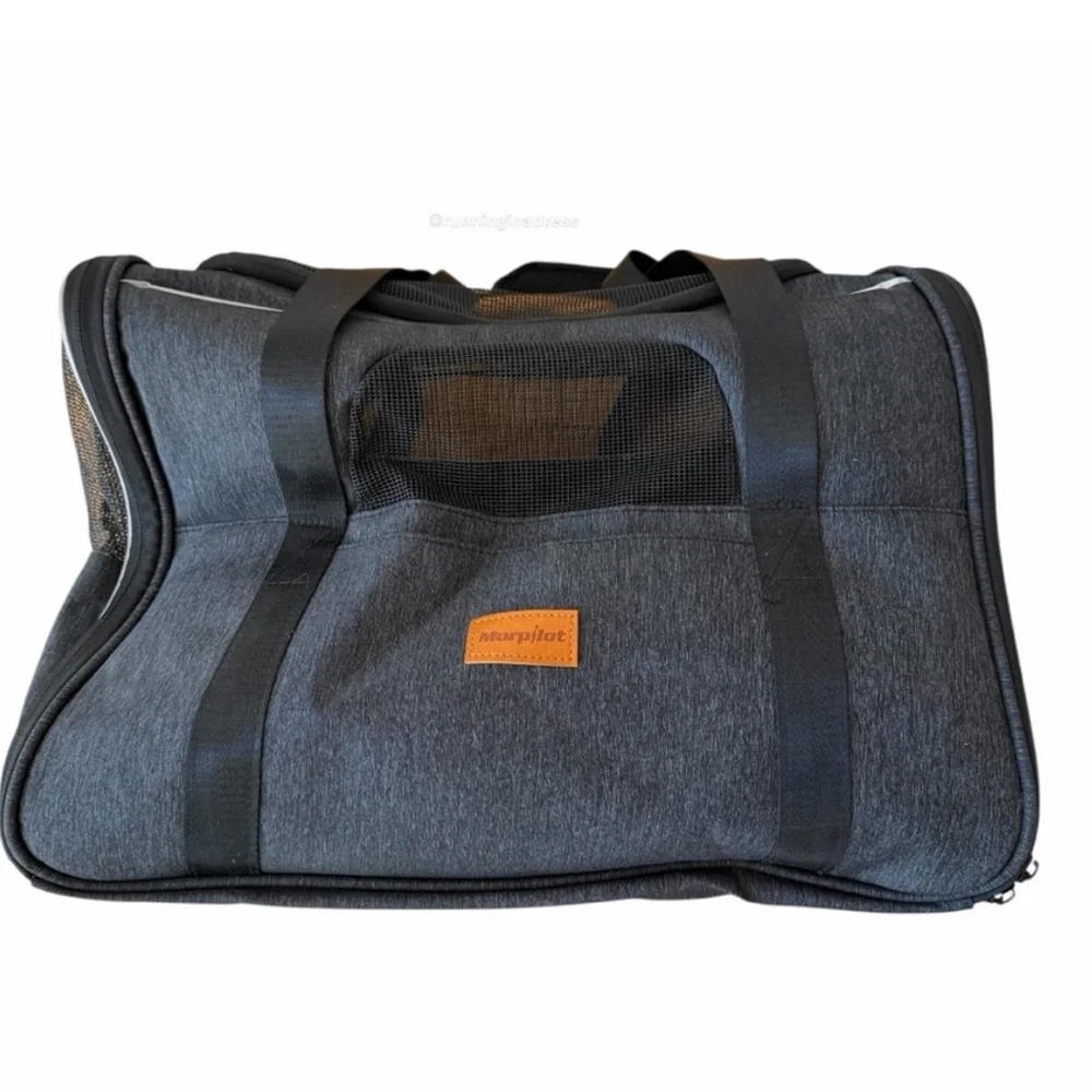 Morpilot Airline Approved Pet Carrier Soft Sided Dog & Cat Travel Bag Gray